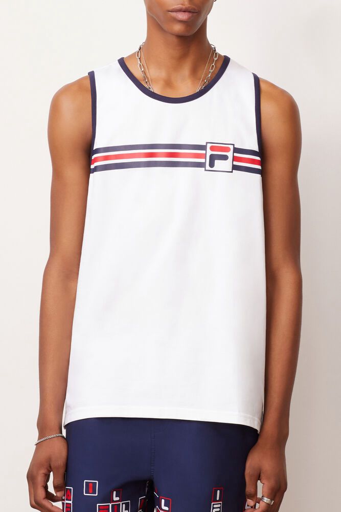 Fila T-Shirt Quillan Tank Mens White - India KSJ-725163